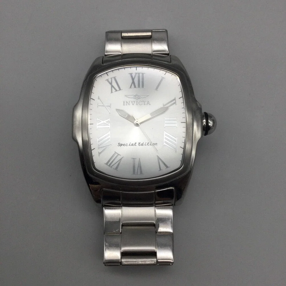 Invicta Lupah Special Edition 15187 Mens Watch 47mm Silver Tone New Battery 7.5